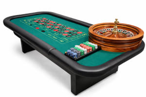 Professional Roulette Table with Wood Wheel