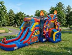 COMING SOON Super Hero Bounce with Dual Lane Slide (dry)