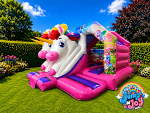 3D Unicorn Front Slide Combo Bouncy Castle