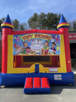Castle Bounce House W/ Birthday Panel