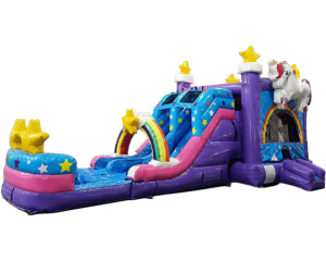 Unicorn Bounce House With Water Slide (Wet)
