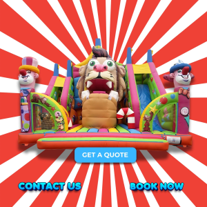 Tiger Moving Mouth inflatable slide and castle