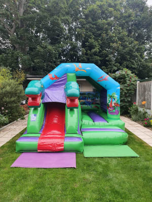 3D Dinosaur Front Slide Bouncy Castle hire