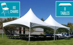 20x40 Tent Package (80 Chairs & 8 Tables)
