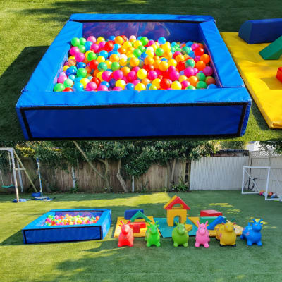 BLUE BALL PIT & SOFT PLAY EQUIPMENT SET, a soft play set for hire from All Bounce Surrey