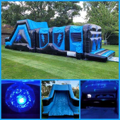 42ft Lightning (Disco ready) Assault Course, a assault course for hire from KBS Inflatable Kingdom