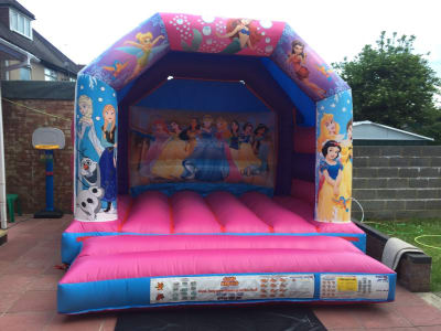 Beautiful 12ft x 12 ft Princess A Frame Castle, a bouncy castle for hire from Jump Around Bouncy Castles