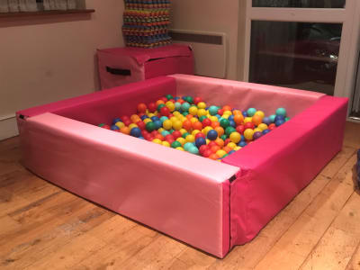 Pink soft play ball pit, a soft play set for hire from Wallington Bouncy Castles