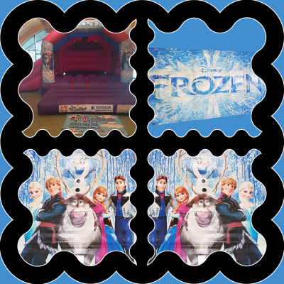 (BC-3) "Frozen" Pink & Purple Themed Bouncy Castle (Slide), a bounce and slide combo for hire from KiDz Parties LLP