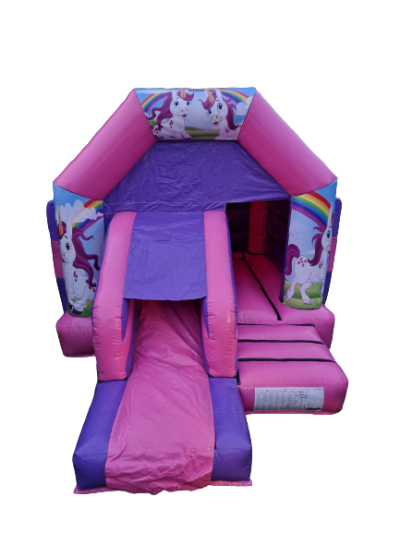 Unicorn Pink Slide Combo, a bounce and slide combo for hire from Bouncy Boss