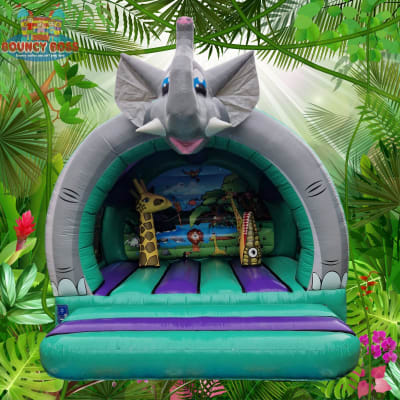 3d Elephant Jungle curved bouncy castle *NEW*, a bouncy castle for hire from Bouncy Boss