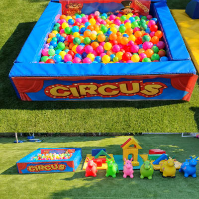 CIRCUS BLUE BALL PIT & SOFT PLAY EQUIPMENT SET, a soft play set for hire from All Bounce Surrey