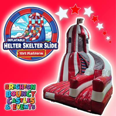 Inflatable helter skelter slide 10ft platform, a inflatable slide for hire from Brighton Bouncy Castles