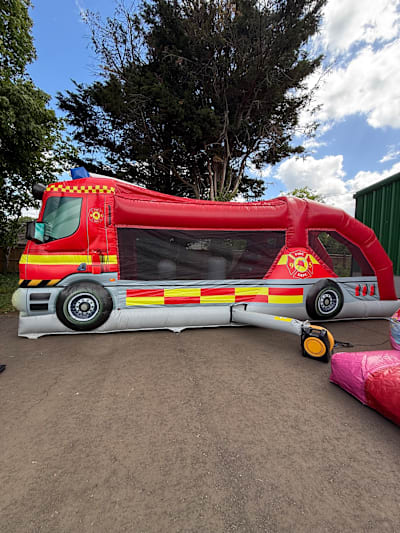 Fire Engine Obstacle Course (10ft x 29ft), a assault course for hire from Elmbridge Inflatables