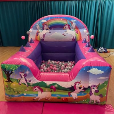 Unicorn ballpool, a soft play set for hire from Bounce About Sussex