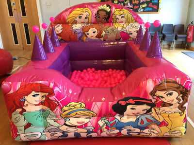 Princess Air Juggler Ball Pond, a soft play set for hire from Jumping Jacks Bouncy Castles