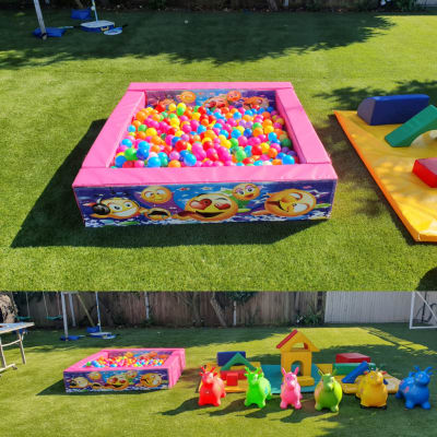 EMOJI (BLUE) PINK BALL PIT & SOFT PLAY EQUIPMENT SET, a soft play set for hire from All Bounce Surrey