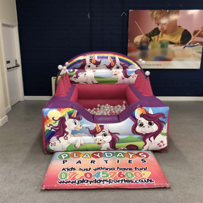 Unicorn Air Juggler Ball Pit, a soft play set for hire from Playdays Parties