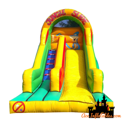 Inflatable Bouncy Jungle Themed Slide, a bounce and slide combo for hire from Ace Inflatables