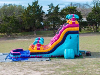 18ft Dual Lane Teal Rippling Rush Slide | Wet or Dry Rental