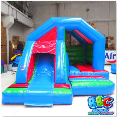 Bounce & Slide 1 Red Green Blue, a bounce and slide combo for hire from Bromley Bouncy Castles