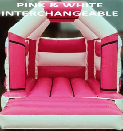Plain Pink and White Castle, a bouncy castle for hire from Kidz Smile