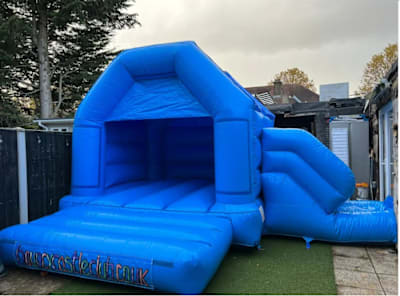 Blue Velcro Combo Castle, a bouncy castle for hire from Laxcorp Event Hire