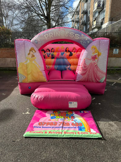 Curved Low Height Princess Castle, a bouncy castle for hire from Bouncy Castle Fun World