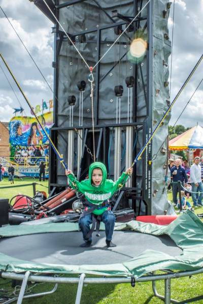 Bungee trampolines and climbing wall hire