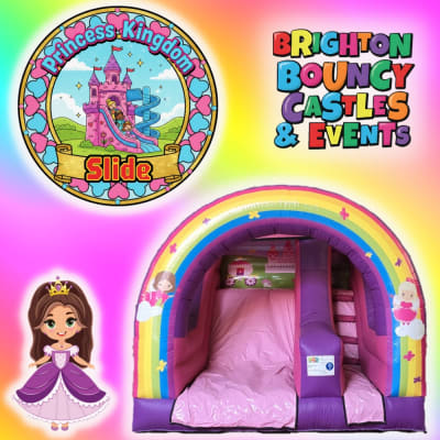 Princess Kingdom slide, a inflatable slide for hire from Brighton Bouncy Castles