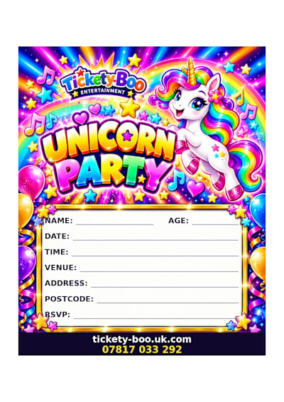 Unicorn Party printable party invitation