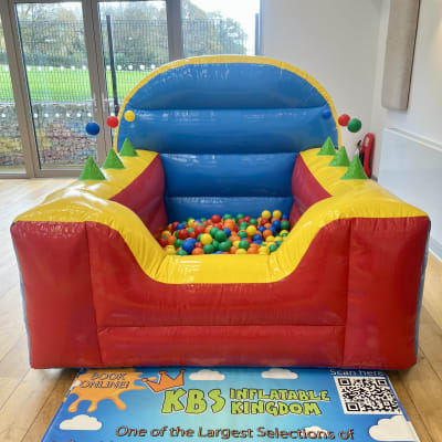Multi Coloured Air Juggler Ball Pit, a soft play set for hire from KBS Inflatable Kingdom