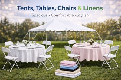 Tents, Tables, Chairs, and Linens