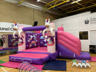 Unicorn Dream Bounce & Slide, a bounce and slide combo for hire from Chloe's Castles