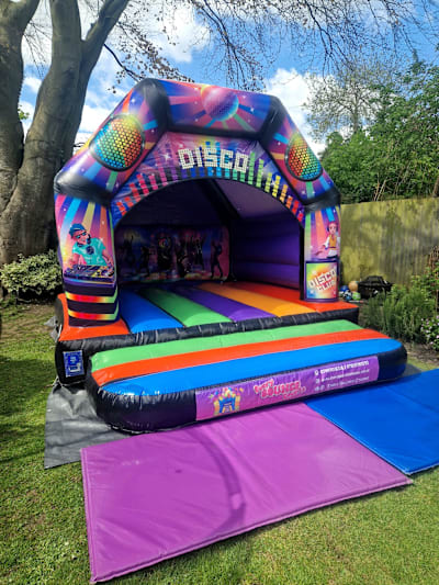 Disco Bouncy Castle (Bluetooth speaker avail extra), a bouncy castle for hire from Every Bounce Counts