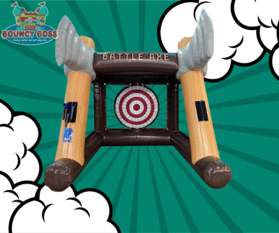 Inflatable Axe throwing, a soft play set for hire from Bouncy Boss