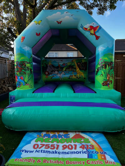 A Frame Jungle Bouncy Castle, a bouncy castle for hire from Let's Make Memories