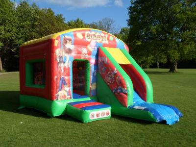 12ft x 18ft Circus Slide Combi Bouncy Castle, a bounce and slide combo for hire from Rick's Castles