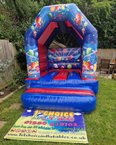 Bouncy Castle Party themed 11ft x 9ft, a bouncy castle for hire from 1st Choice Inflatables