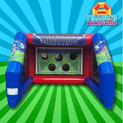 Penalty Shootout, a inflatable game for hire from Tilley's Bouncy Castles and Soft Play Hire