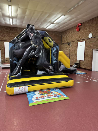 Batman Bounce N Slide Combo, a bounce and slide combo for hire from Bouncy Castle Fun World