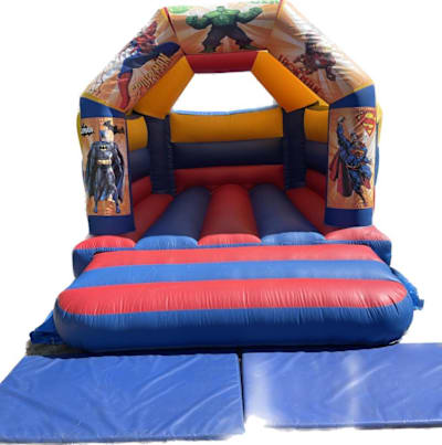 11FT BY 15 FT Super hero theme castle, a bouncy castle for hire from Jump Around Bouncy Castles