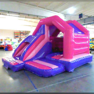 Bounce & Slide 5 Pink & Purple, a bounce and slide combo for hire from Bromley Bouncy Castles