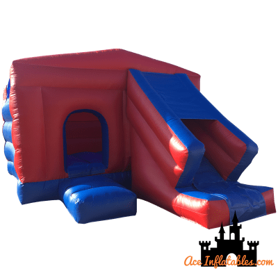 Red & Blue Bounce and Slide 11ft x 18ft, a bounce and slide combo for hire from Ace Inflatables