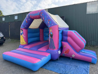 Princess Bouncy castle and Slide Combo, a bounce and slide combo for hire from Bounce and Play Surrey & Sussex