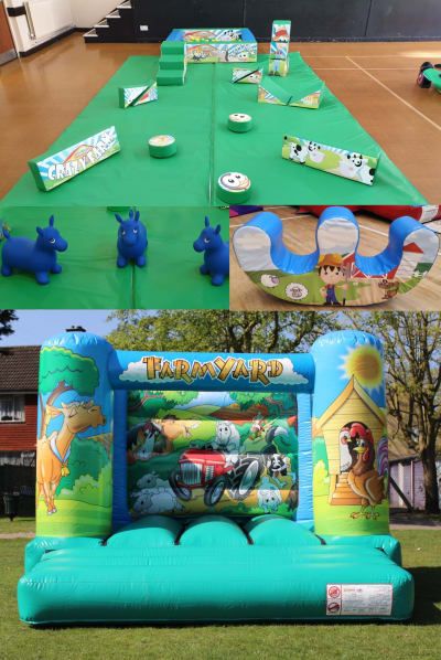 Crazy Farm Bouncy Castle & Soft Play Package, a party package for hire from Allsorts Inflatables