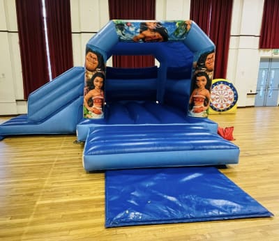 Moana Bounce Side Slide Bouncy Castle Blue 18x15 Bouncy Castle Soft Play Hire In Chelmsford Maldon Southend Rayleigh Billericay Brentwood Braintree