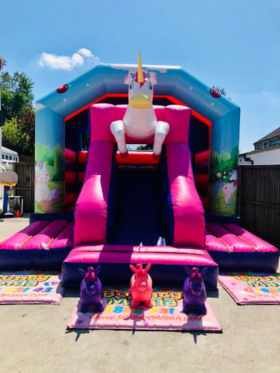 Unicorn Bounce n Slide, a bounce and slide combo for hire from Bouncy Mania