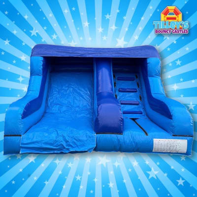 Brilliant Blue Inflatable Slide, a inflatable slide for hire from Tilley's Bouncy Castles and Soft Play Hire