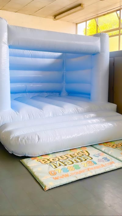 Mint Blue Pastel Castle, a bouncy castle for hire from Bouncy Mania